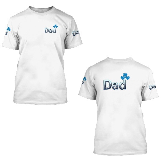 Blue Heart Balloon Dad Design 3D T Shirts