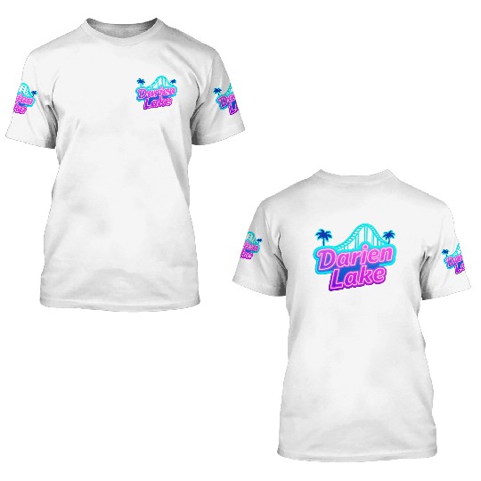 Neon Daren Lake Sign with Roller Coaster and Palms 3D T Shirts