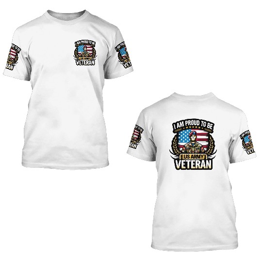 Proud US Army Vet Emblem 3D T Shirts