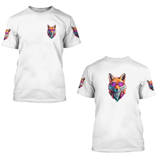 Vibrant Fox with Sunglasses Design 3D T Shirts