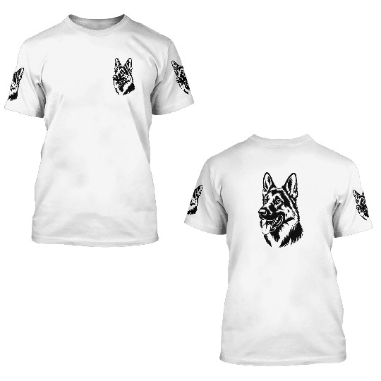 German Shepherd Head Illustration 3D T Shirts