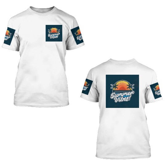Sunset Beach Summer Vibes Design 3D T Shirts