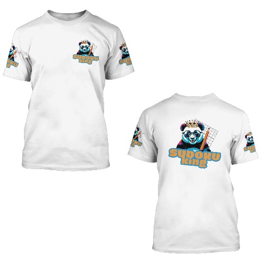Sudoku King – Funny 9x9 Puzzle Solver Panda 3D T Shirts