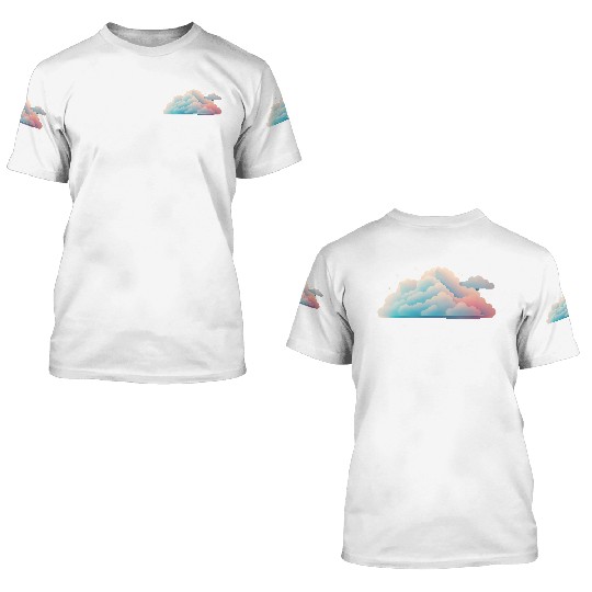 Pastel Cloudscape Abstract Design 3D T Shirts