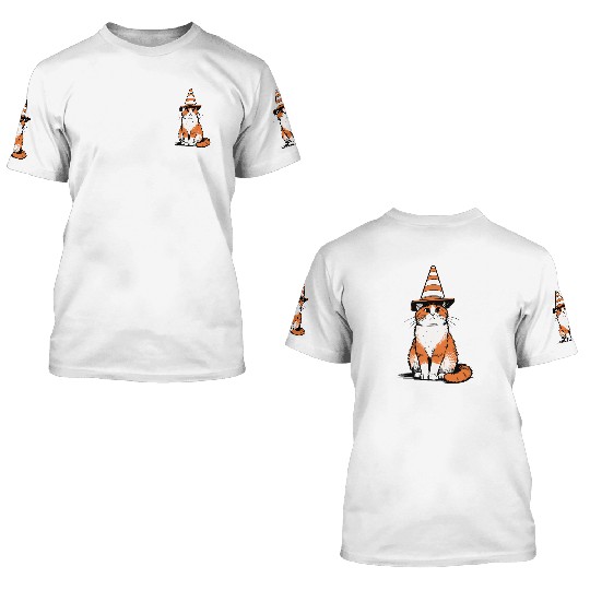 Traffic Cone Cat 3D T Shirts