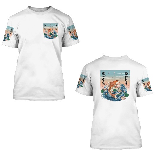 Koi Fish and Lotus Harmony Design 3D T Shirts