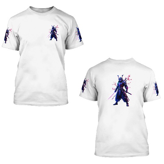 Neon Samurai Warrior 3D T Shirts