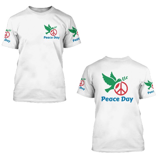 Peace Day Dove with Olive Branch 3D T Shirts