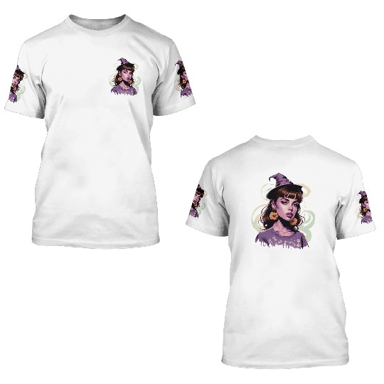 Enchanting Witch Portrait Design 3D T Shirts