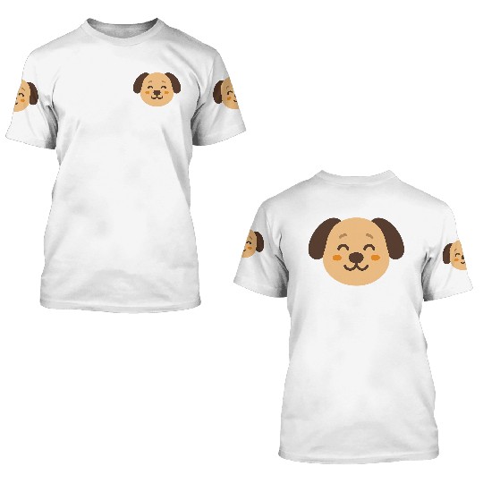 Minimal Dog Face – Cute Puppy 3D T Shirts