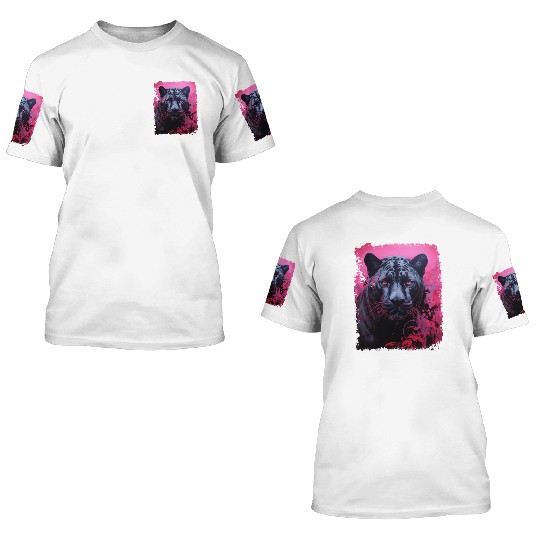 Pink Pop Art Black Panther  3D T Shirts