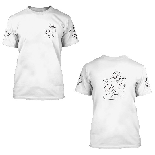 Black-and-White Leopard Cubs Ice Skating  3D T Shirts