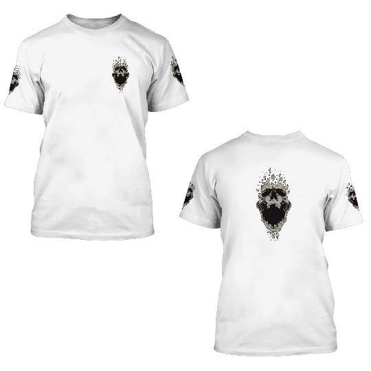 High-Contrast Skull Fragment Design 3D T Shirts