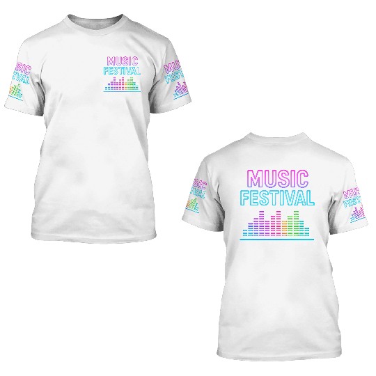 Neon Lights Music Festival Design 3D T Shirts