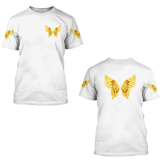 Golden Angel Wings  3D T Shirts