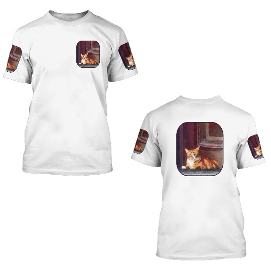 Orange Tabby in Doorway 3D T Shirts