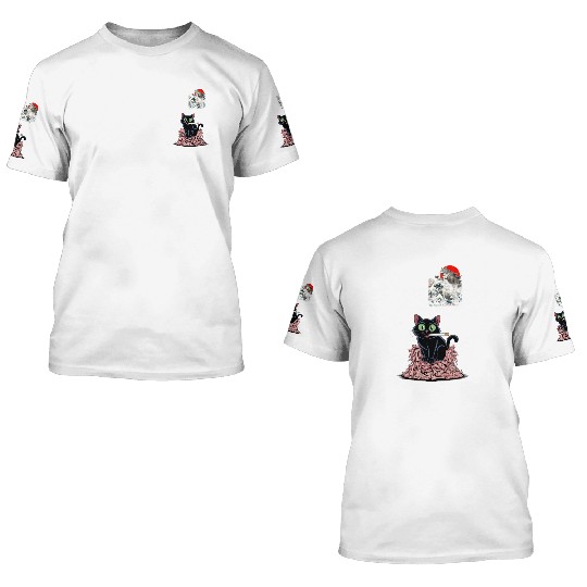 Black Cat Smoking Cigarette Catzilla 3D T Shirts