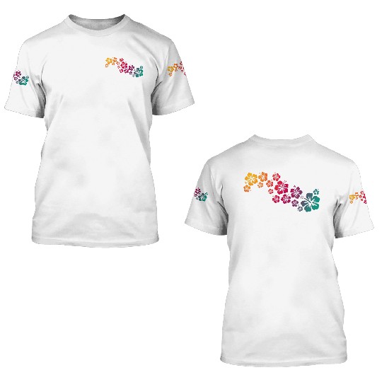 hibiscus blooms - colored 3D T Shirts