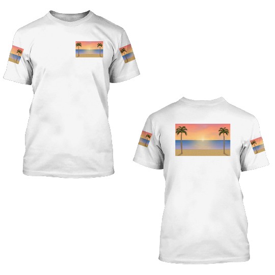 Sunrise / Sunset Beach Scene 3D T Shirts