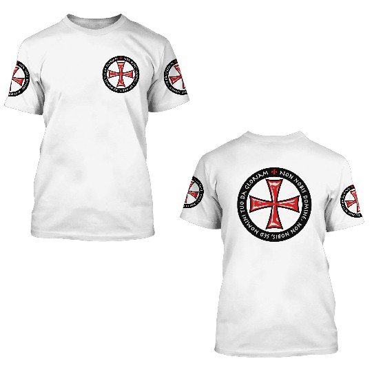 Cross Knights Templar Crusader non nobis domine 3D T Shirts