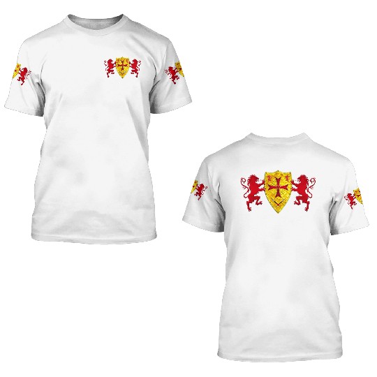 Knights Templars Crusaders Lions weapon shield 3D T Shirts