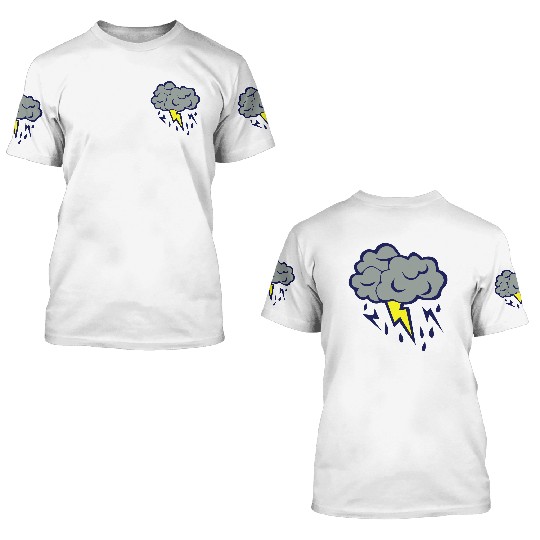 lightning cloud rain storm 606 3D T Shirts