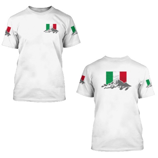 Italy - Flag & Mountains 3D T Shirts