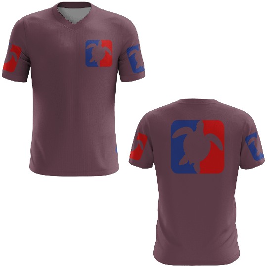 red blue square button sea turtle silhouette outli 3D T Shirts