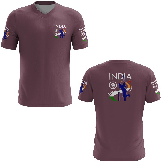 India Cricket With Indian Flag Brush Stroke 3D T Shirts