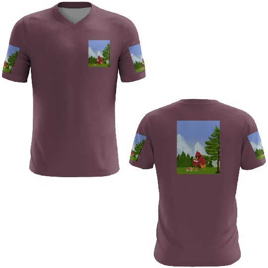 Cardinal Bird Foraging Collecting Mushrooms 3D T Shirts