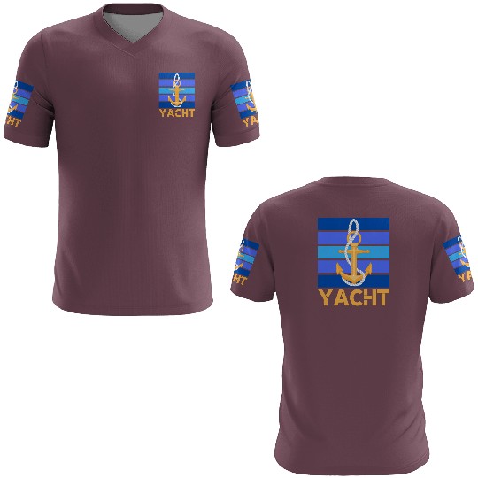 YACHT ANCHOR ORANGE AND BLUE OCEAN SEA CAPTAIN 3D T Shirts