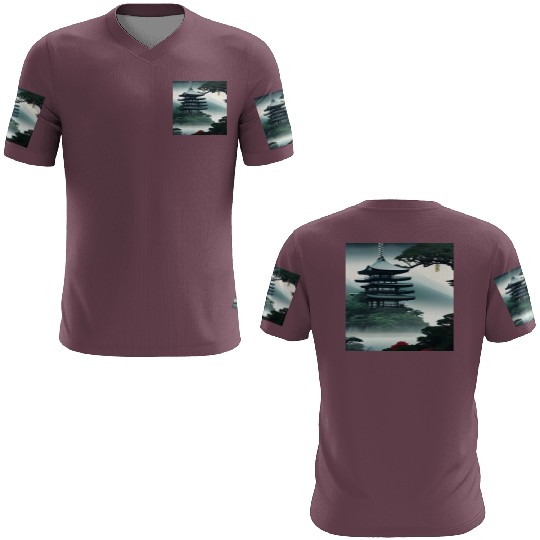 Japanese temple on the hill 3D T Shirts