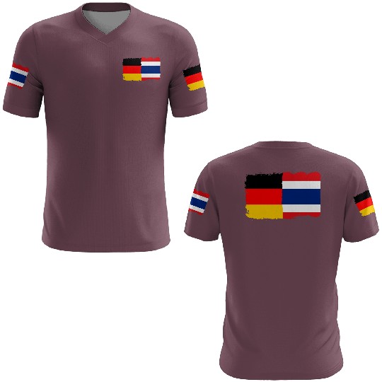 Thailand Flag Germany Flag Half Thai Half German 3D T Shirts