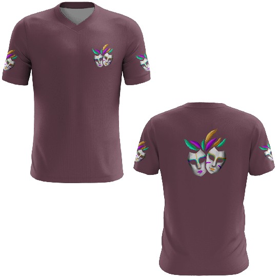 Pair Of White Masks With Feathers For Mardi Gras 3D T Shirts
