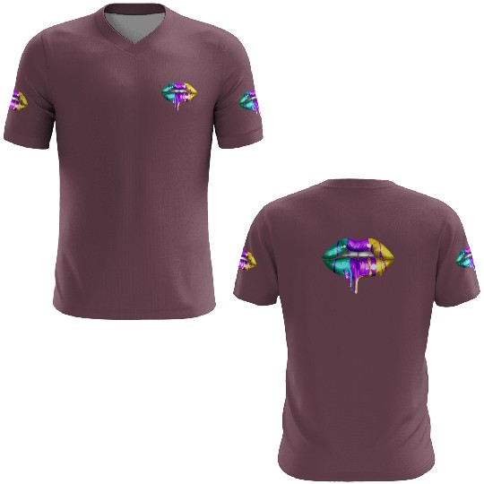 Big Lips In Green, Purple And Yellow Golden For 3D T Shirts