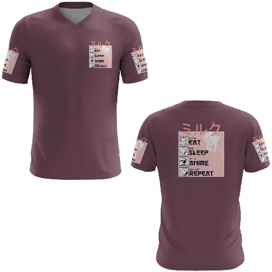 Eat Sleep Anime Repeat Straweberry Milk Japanese 3D T Shirts
