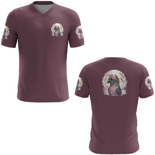 Watercolor Pionus Parrot Bird Flower Crown Pet Bir 3D T Shirts