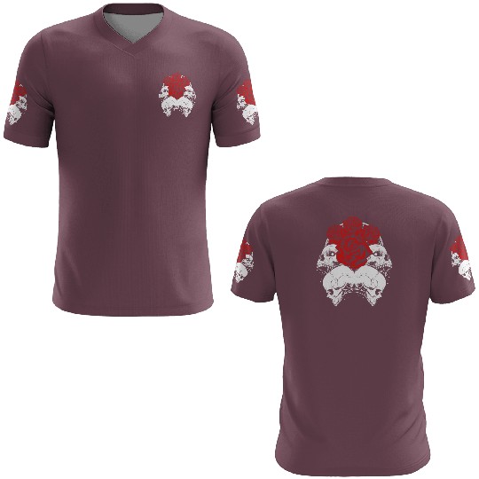 Gothic 3D T Shirts, Skull Red Roses Goth Vintage Grunge