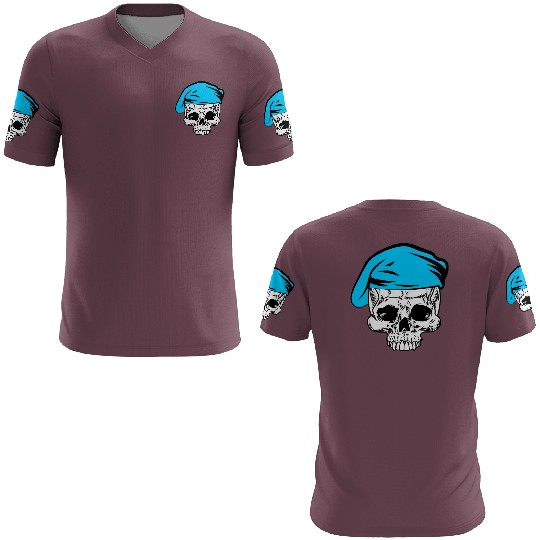 Skeleton skull blue beret military 3D T Shirts