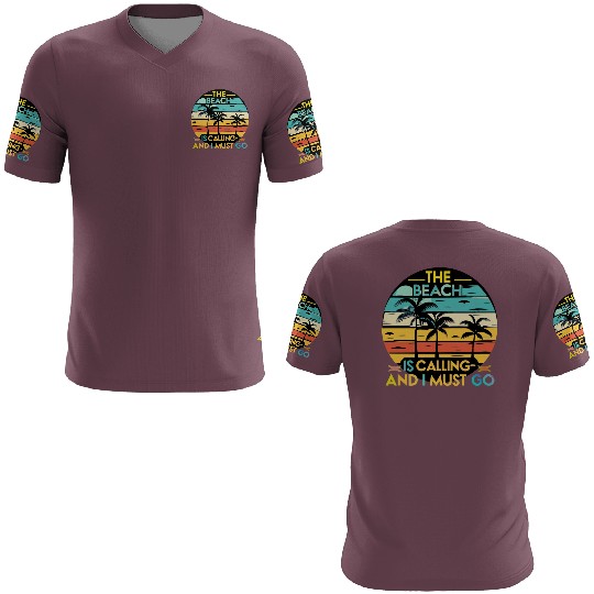 Retro sunset, The Beach is Calling and I must go 3D T Shirts