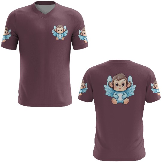 monkey chimpanzee angel wings cute kawaii 3D T Shirts