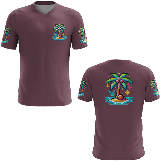 Digital Beach Getaway: Pixel Palm Paradise 3D T Shirts