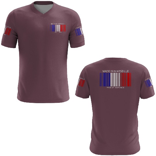 Marseille Barcode France Flag for French People 3D T Shirts