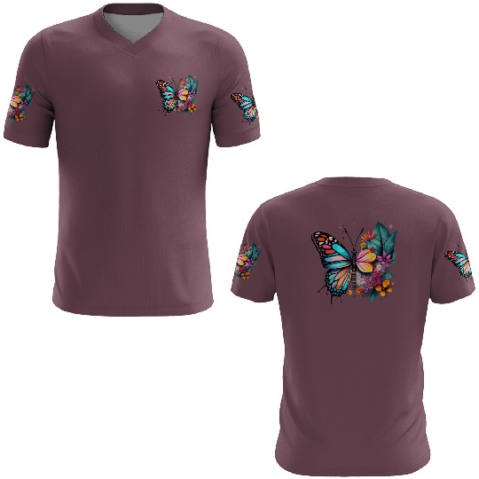 Metamorphora Butterfly Nature Flowers Branches 3D T Shirts
