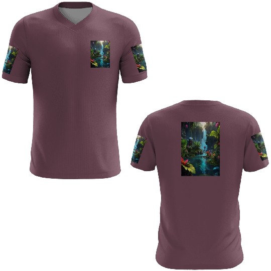 alien jungle with a lagoon and waterfall 3D T Shirts