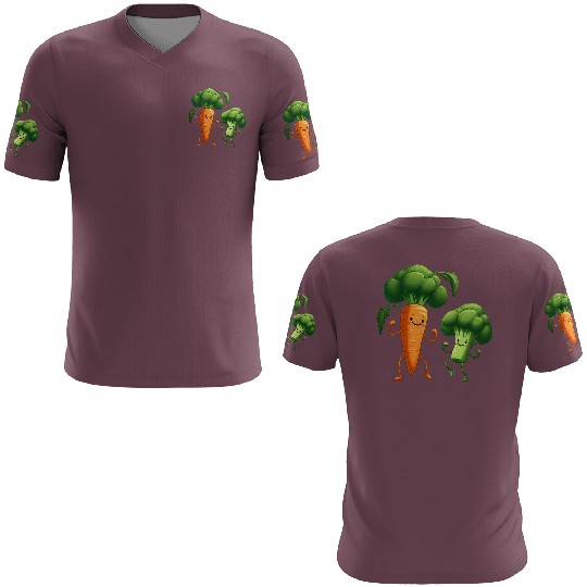 Carrot Dancing with Broccoli 3D T Shirts