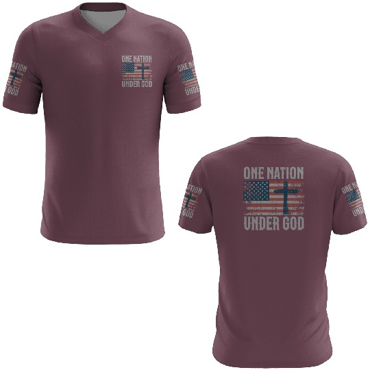 One Nation Under God Retro US Flag Christian Cross 3D T Shirts