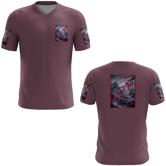 Vintage Cherry Blossom Landscape Graphical 3D T Shirts