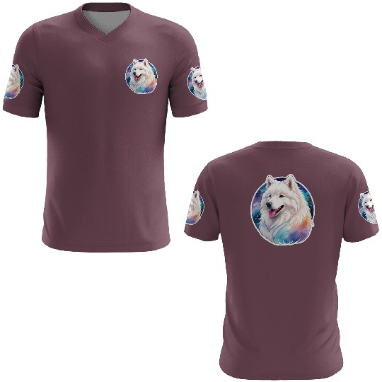 Samoyed Dog Watercolor 3D T Shirts