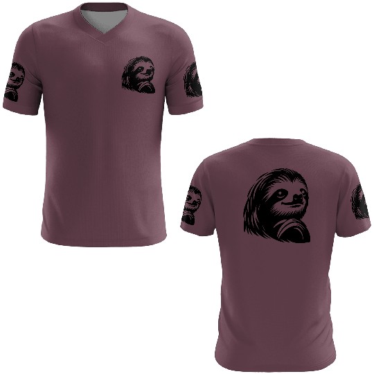 Thoughtful sloth face portrait silhouette 3D T Shirts